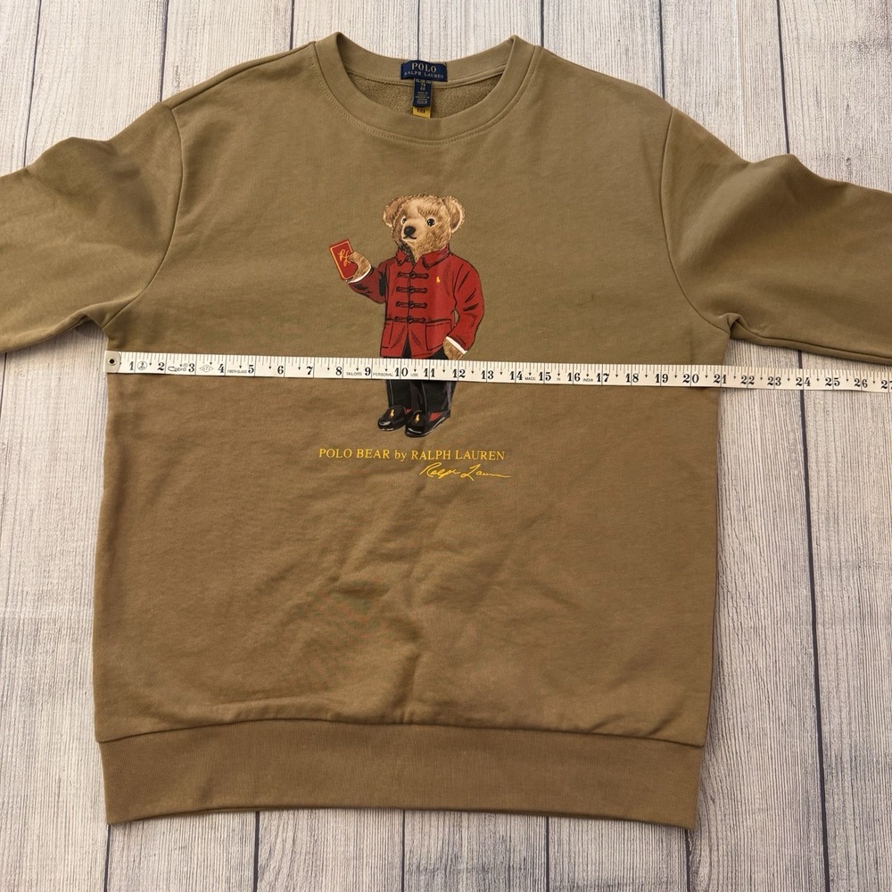 Polo by Ralph Lauren Kids Polo Bear Crewneck Sweatshirt - Olive with Red Bear - Picture 6 of 7
